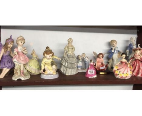 SHELF OF CERAMIC FIGURINES &amp; FAIRIES