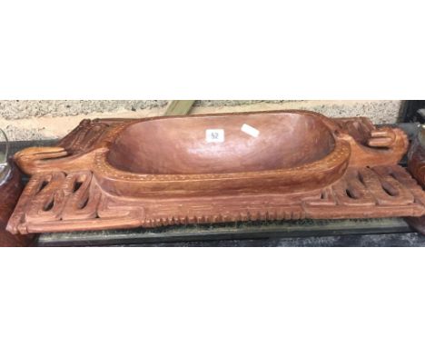 2 WOODEN BODIED BISCUIT BARRELS &amp; ETHNIC BOAT SHAPED CARVED WOODEN SERVING BOWL