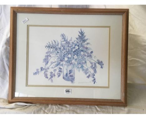 A SIGNED PRINT BY A.P. SILVERSTONE OF BLUE BELLS &amp; A PRINT OF FEEDING HORSES &amp; PIGS