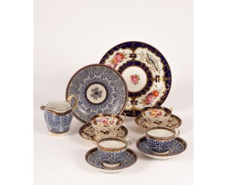 Two Barr/Flight Barr & Barr Worcester 'Royal Lily' pattern teacups and saucers, saucer dish and milk jug, together with Engli