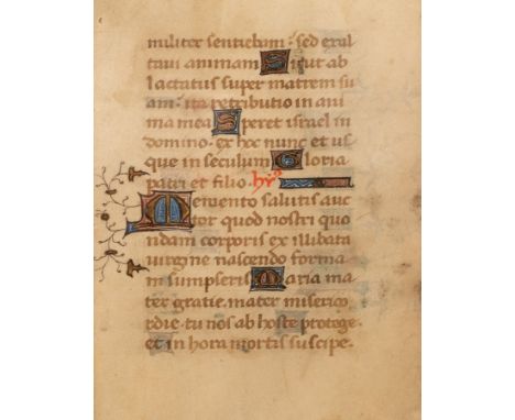 A page from a medieval manuscript, ink on vellum highlighted in gilt, 8.25cm x 6.5cm CONDITION REPORT: Condition information 
