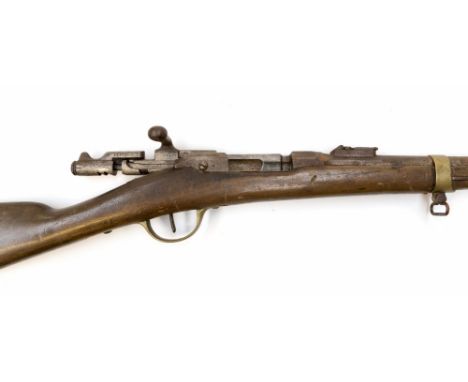 A model 1874 French Gras single shot bolt action military rifle chambered for the 11mm x 59R cartridge. Part of the woodwork 