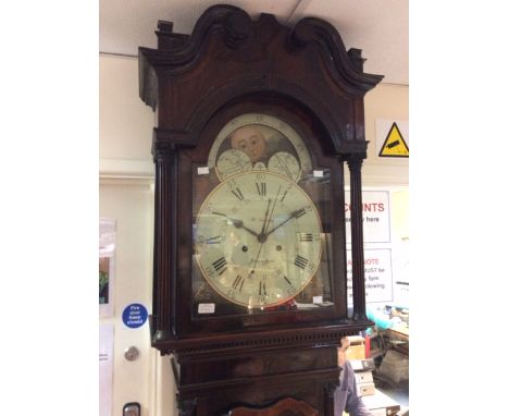 A George IV mahogany eight day longcase clock, circa 1825, made by 'W Nicholas, Birmingham' the hood with a swan neck pedimen