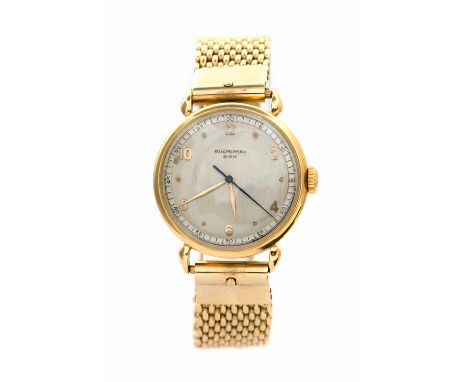 Patek Philippe, a gents circa 1960s 18ct gold Patek Philippe wristwatch, 3cm circular silvered dial with numeric and dot nume