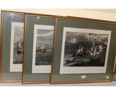 After Alken, "The First Steeplechase on Record", plates I to IV, hand tinted, 35.5cm x 40.5cm (4)
