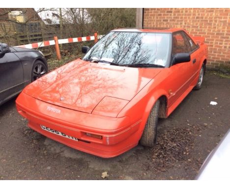 A 1985 Toyota MR2 sports car, red, 1587cc engine, Reg No. C286 BYH, first registered 12th November 1985, Vin No.JT1COAW110004