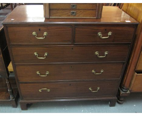 19th Century mahogany straight front chest of two short and three long drawers on bracket feet. (B.P. 24% incl. VAT)Condition