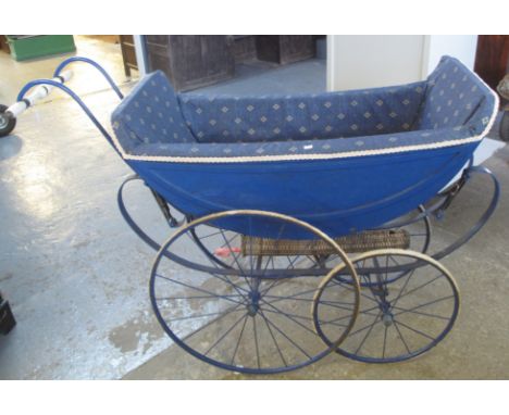 Vintage metal doll's or child's pram with ceramic handle.(B.P. 24% incl. VAT) 