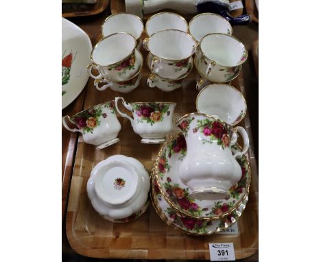 Tray of Royal Albert 'Old Country Roses' part teaware to include; cups, saucers, side plates, milk jug and sucrier. (27)(B.P.