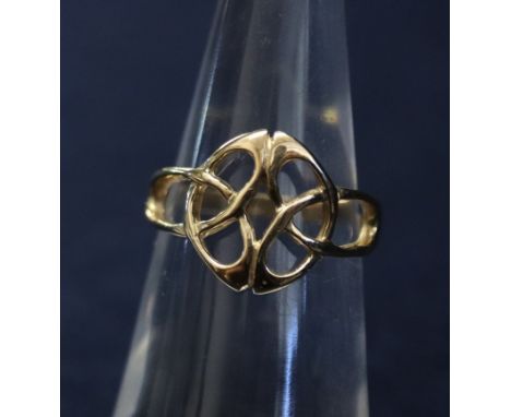 A 9ct gold Aur Cymru Celtic design ring, 1.8g approx. Ring size I 1/2.(B.P. 24% incl. VAT) 