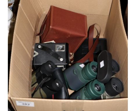 Pair of Tasco 20 x 50 binoculars, together with another pair of zoom binoculars, two titanium I.R. Optics binoculars in origi