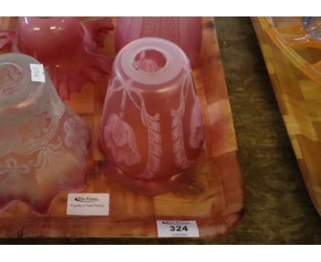 Tray of six ruby glass shades, varying designs. (6)(B.P. 24% incl. VAT) 