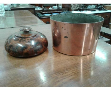 together with a circular turned burr walnut trinket box (2)