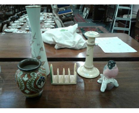 including Limoges candlestick, Carltonware toast rack, Bavarian vase, Dutch vase and a bird ornament&nbsp;