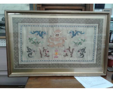 dragons with a flaming pearl, framed