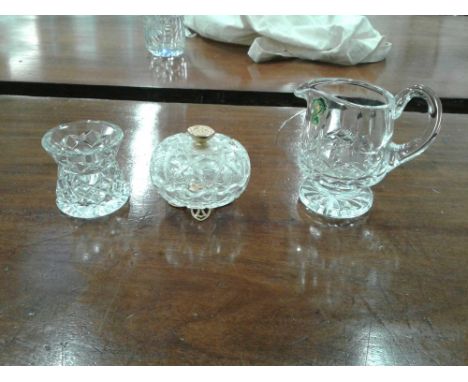 together with another small cut vase and a moulded glass trinket box (3)