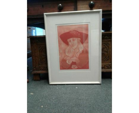 Girl in Hat, limited edition lithograph, signed
