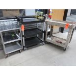 Stainless Steel Cart, (2)Rubbermaid Carts, Werner 4ft Ladder and 3 Step Ladder