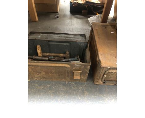TWO TIN BOXES WITH VARIOUS TOOLS