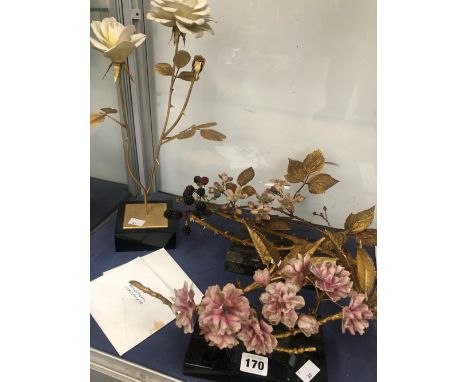 THREE PORCELAIN FLOWER GROUPS, TO INCLUDE TWO WITH ROYAL WORCESTER VAN RUYCHWELT LIMITED EDITION CERTIFICATES