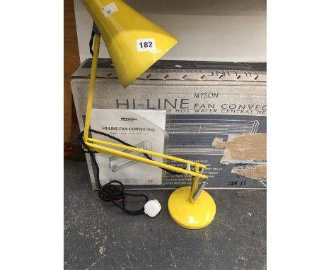 AN ANGLE POISE LAMP TOGETHER WITH A MYSON CONVECTOR HEATER 