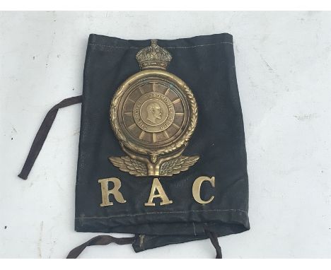 A rare inspector's Rexine Patrolman's arm badge with pressed brass full member's badge and individual brass RAC letters attac