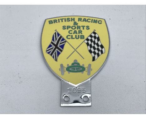 A British Racing and Sports Car Club enamel badge stamped 1095, by Marples and Beasley of Birmingham.