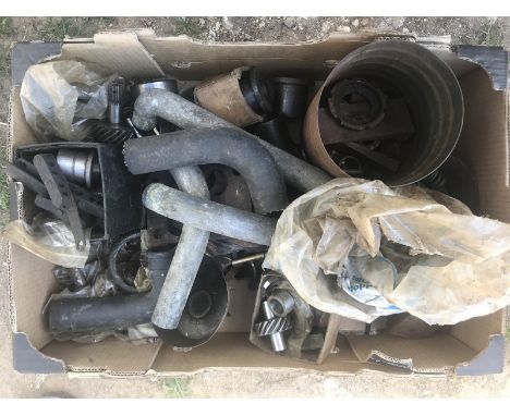 A box of vintage Bentley parts etc to include gears etc. 