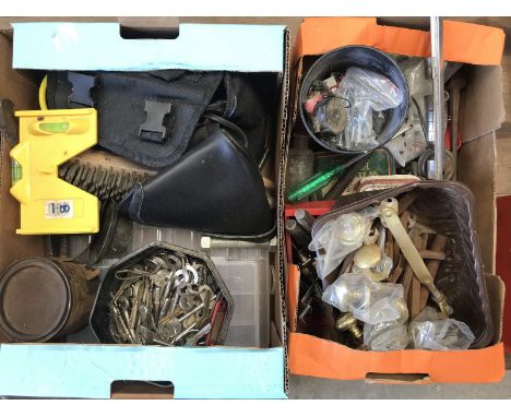 Two boxes of assorted items, tools etc. 