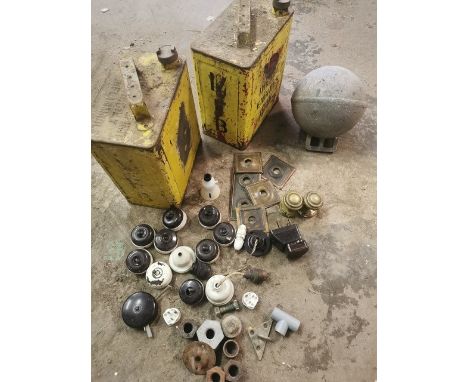 Architectural salvage - early 20th century brass and bakelite light switches and switch plates; a quantity of 19th and 20th c