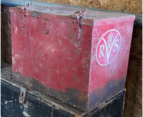 Salvage - A large rectangular steel box, WRVS (Women's Royal Voluntary Service), 62cm wide.** We would please ask that all pa