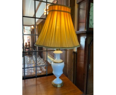 A late 19th century opaque glass side light, of panelled baluster form, gilt metal mounts, 49cm high, 1870** We would please 