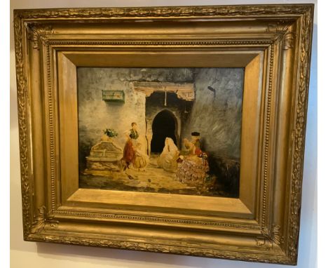 Continental SchoolA Pair, Spanish Court Yard with figuresoils on panels, 20cm x 26cm** We would please ask that all payments 