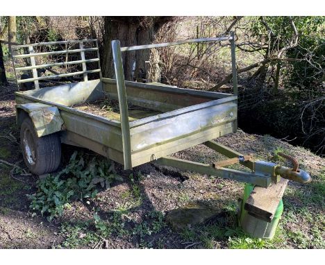 Salvage - A galvanized two wheel flat bed trailer, 232 x 124cm load size.** We would please ask that all payments are made by