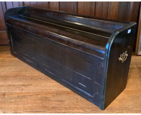 An early 20th century storage chest, converted from a piano, the interior inscribed John Burdon and Sons Stockton on Tees, 55