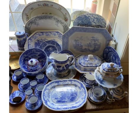 Blue and White - Spode Italian pattern coffee cups and saucers;  bowld;  Opaque China Chinese Morning blue and white;   Cauld