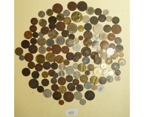 A quantity of world coins and tokens mainly 18th and 19th century including Eastern European examples include Russia, Hungary