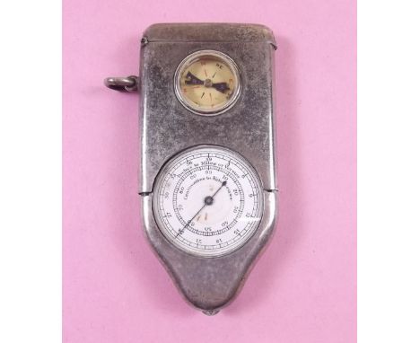 A silver vesta case with compass and map distance measurer, London 1908 by John Collard Vickery