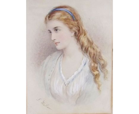 A Wadham - Victorian watercolour portrait of a lady - unframed 31 x 24cm