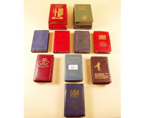 Ten vintage book form Bank Savings money boxes