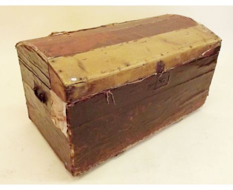 A Victorian canvas clad pine dome top trunk