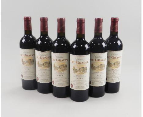 Six bottles Grand Vin de Bordeaux Chateau du Gravat Graves 1999 (6)
