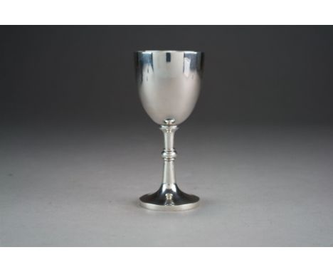 A Chinese silver goblet, Wang Hing, circa 1900, the rounded funnel bowl above a knopped stem and spreading foot, stamped WH90