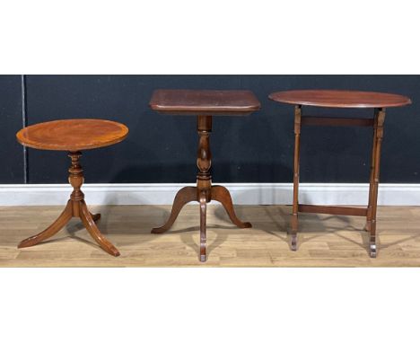 A 19th century style tripod wine table; another, etc (3)