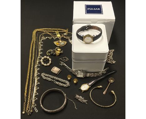 A selection of Silver Jewellery and Costume Jewellery;the silver jewellery includes; a half hinged bangle A/F, a "STERLING" s