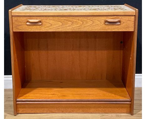 A G Plan tile top buffet cabinet, 75cm high, 85cm wide, 45cm deep