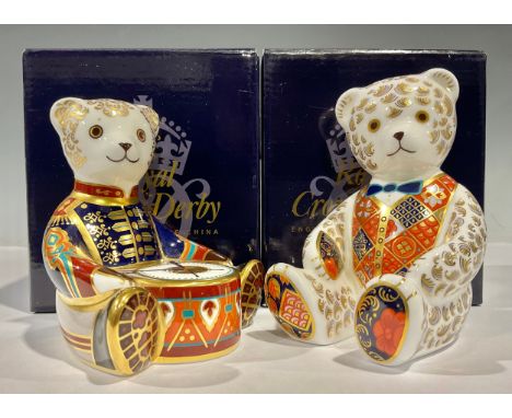 A Royal Crown Derby paperweight, Drummer Teddy, one of an exclusive limited edition of 1,500 for Goviers of Sidmouth, designe