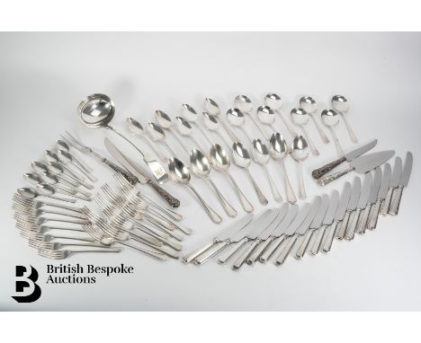 Arthur Price stainless steel flatware, eight piece settings Grecian pattern, and a punch ladle, unboxed, together silver hand