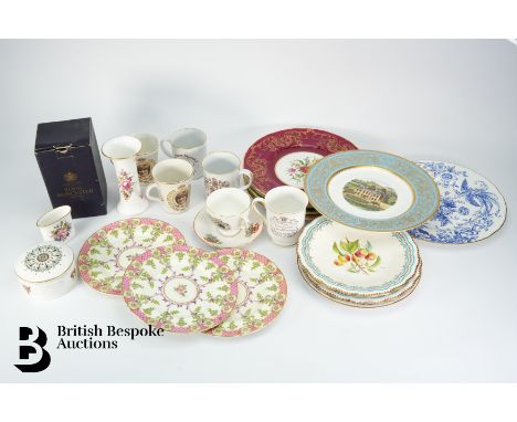 Six Royal Worcester porcelain plates, including a hand painted Trianon dinner plate 1963, approx 27 cms diameter, a dinner pl