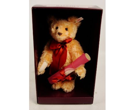 A boxed Steiff 1996 Chester teddy bear, no. 652820, retailed by Hamleys, with numbered white and red tag to ear, with apricot